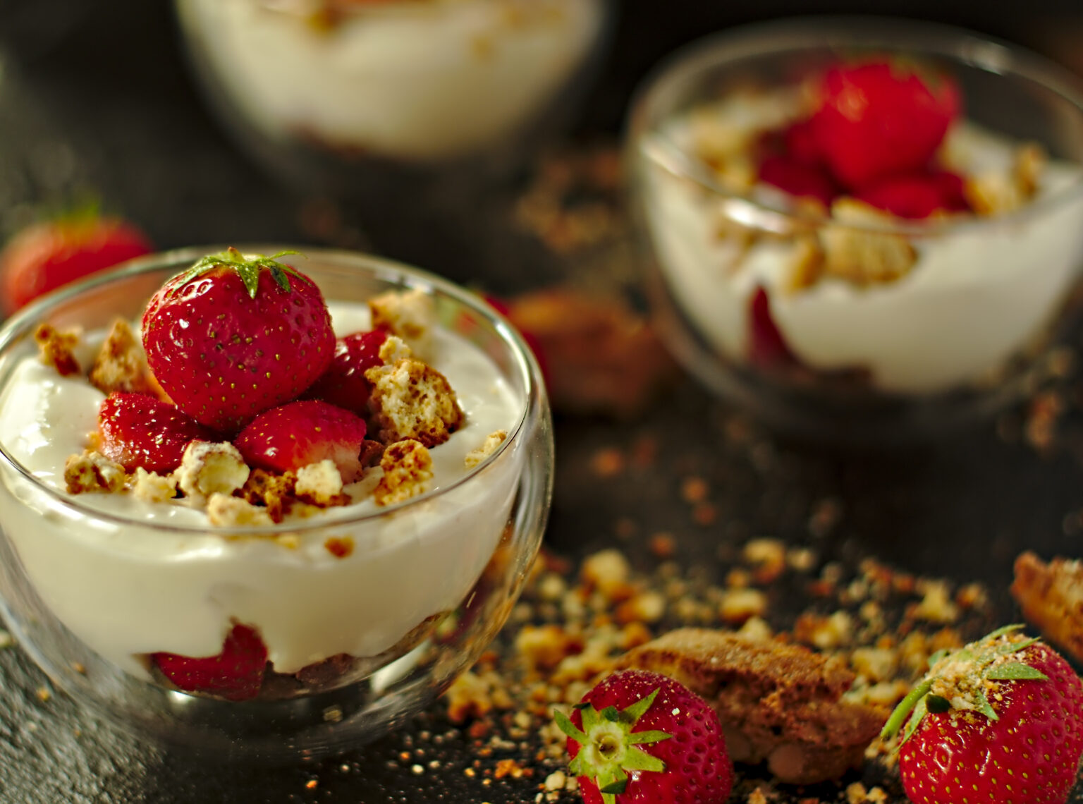 Unser italienisches Menü - als Dolci: Leichte Quark-Joghurt-Creme mit ...