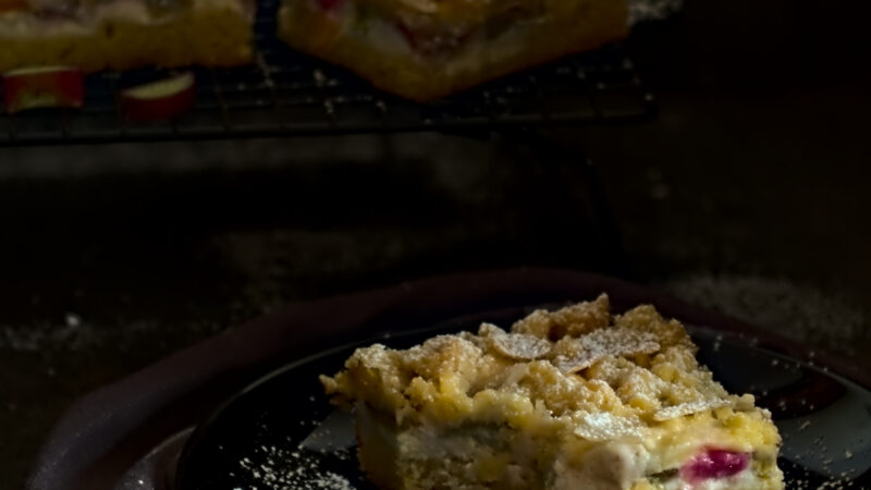 cremiger Rhabarber-Käsekuchen mit Streuseln – saftig & süß!