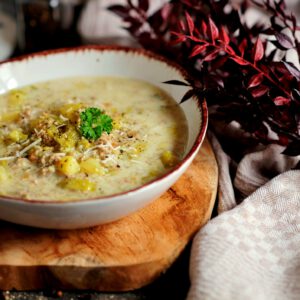 Käse-Lauch-Suppe mit Hackfleisch: schnell & einfach